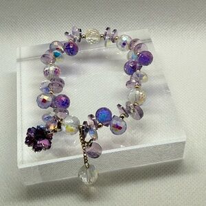 Elegant Purple and Silver Beaded Bracelet